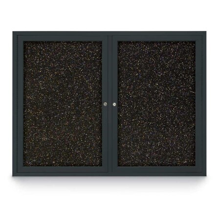 United Visual Products Sliding Door Indoor Enclosed Corkboard, 7 UV9027ACS-WHITE-FORBO